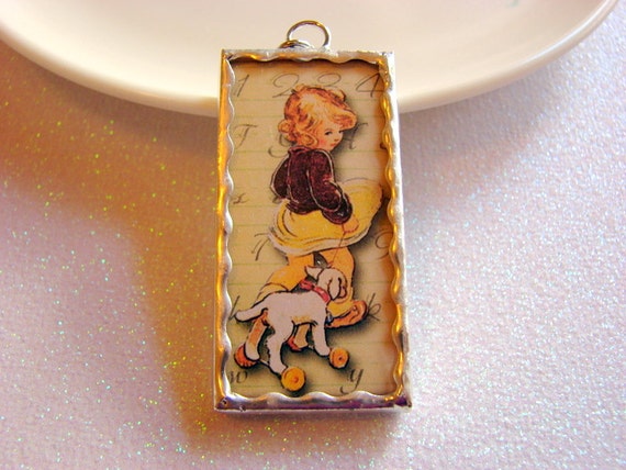 Soldered Glass Art Charm Pendant Little Girl and von mimiandlucy