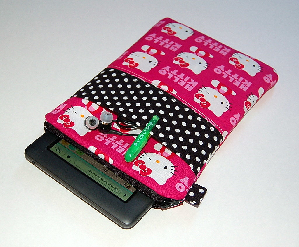 HELLO KITTY PINK WINK Nook Color / Kindle Fire Case Cover   FREE USA